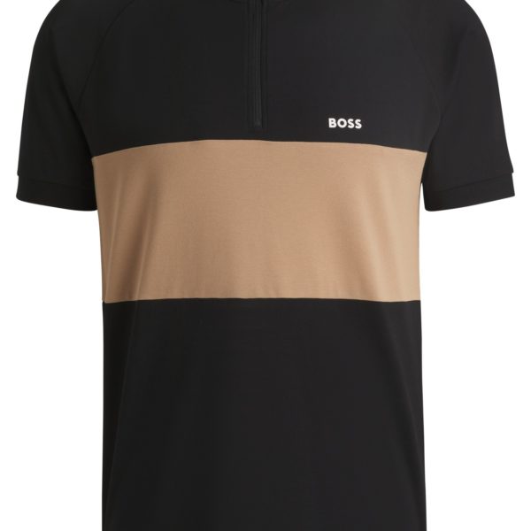 Polo Actif en coton mélangé à rayures larges – Hugo Boss