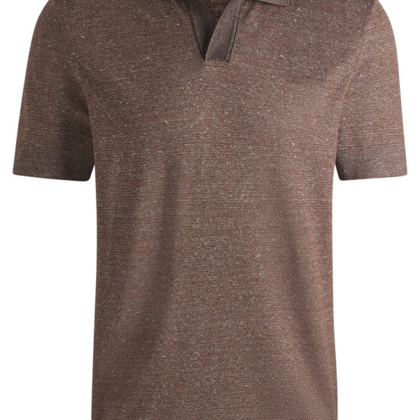 Polo à col Johnny en coton, lin et soie – Hugo Boss