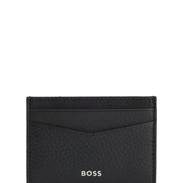 Porte-cartes en cuir grainé avec pince à billets et logo – Hugo Boss