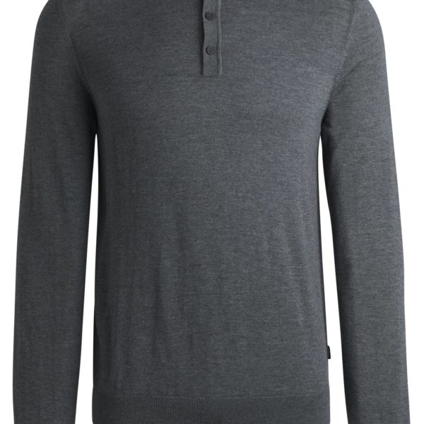 Pull en laine vierge italienne avec manches longues et col polo – Hugo Boss