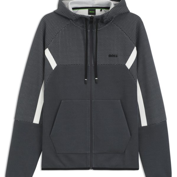 Hugo Boss Sweat à capuche zippé Regular en jacquard matelassé