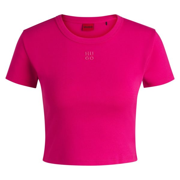T-shirt Slim en coton mélangé à logo revisité brodé – Hugo Boss