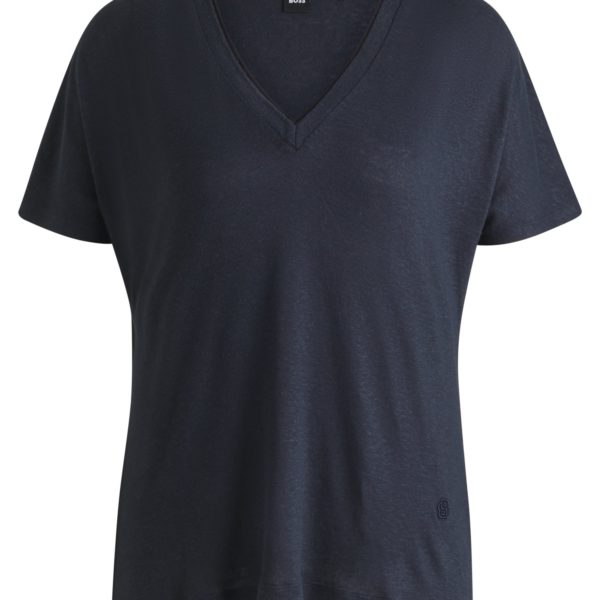 T-shirt à col V et monogramme Double B – Hugo Boss
