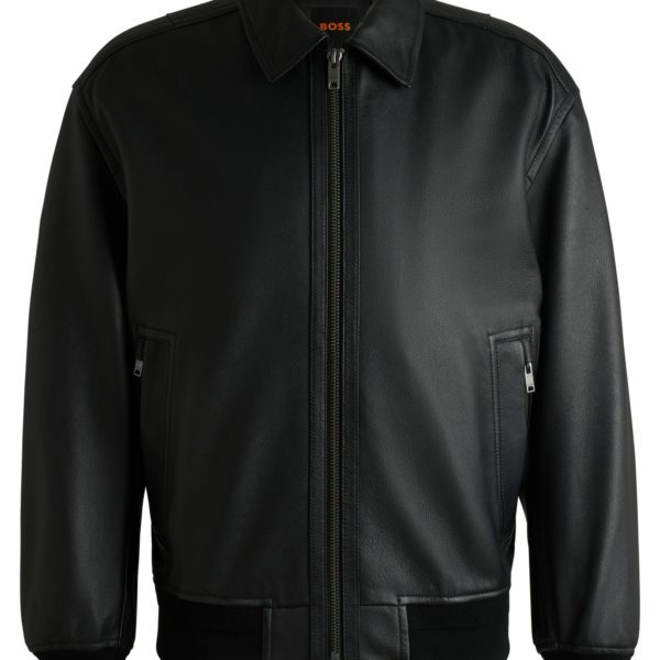 Veste Relaxed en cuir traité – Hugo Boss