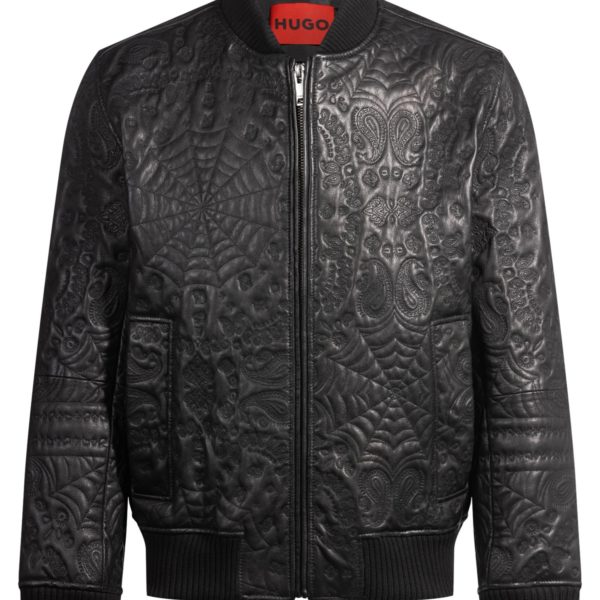 Hugo Boss Veste en cuir à motif toile d’araignée et bandana