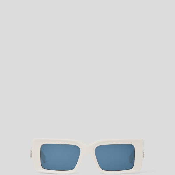 Karl Lagerfeld, Lunettes De Soleil Avec Logo Découpé Karl Signature, Femme, Blanc, Taille: L00