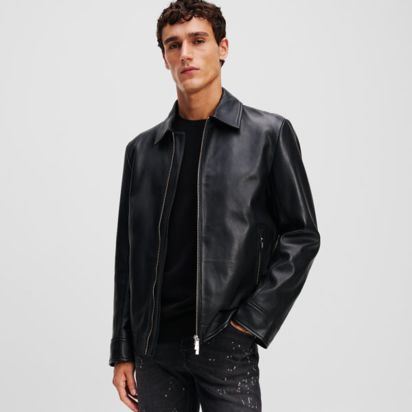 Karl Lagerfeld, Veste En Cuir Zippée, Homme, Noir, Taille: X56
