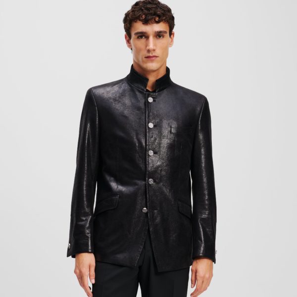 Karl Lagerfeld, Veste À Col Montant En Simili-cuir, Homme, Noir, Taille: L58
