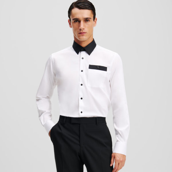 Karl Lagerfeld, Chemise À Boutons, Homme, Blanc/Noir, Taille: L45