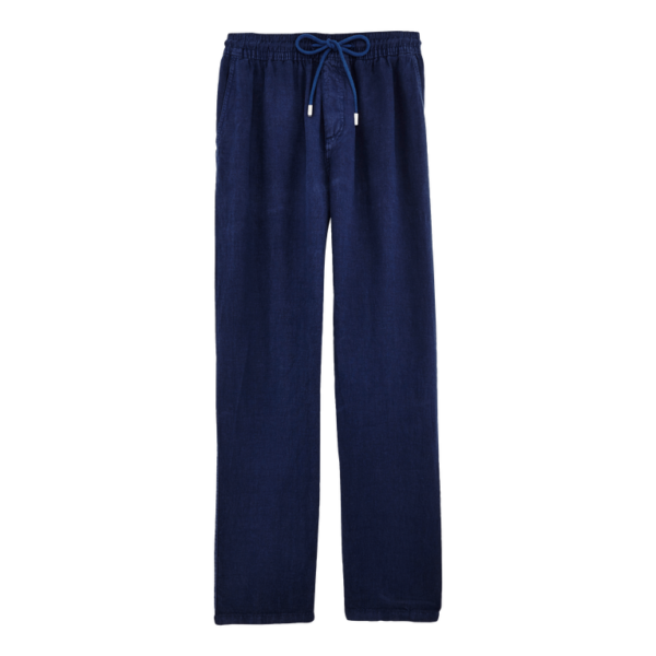 Vilebrequin Men Linen Pants Solid - Pacha - Blue - Size XXXL