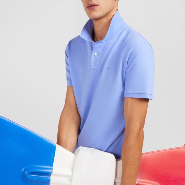 Polo Bleu En Coton Pima Stretch Eden Park