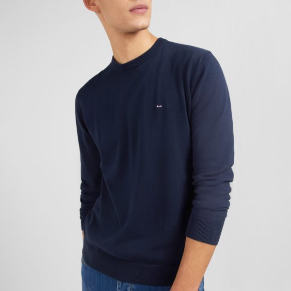 Pull Bleu Marine À Col Rond En Coton Eden Park