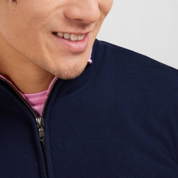 Pull Bleu Marine À Col Camionneur En Coton Eden Park