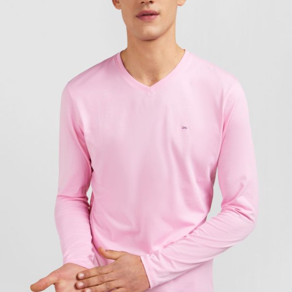 T-shirt Rose Col V À Manches Longues Eden Park