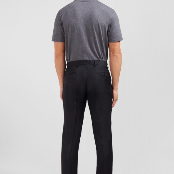 Pantalon Slim Gris Foncé En Laine À Plis Cassés Eden Park