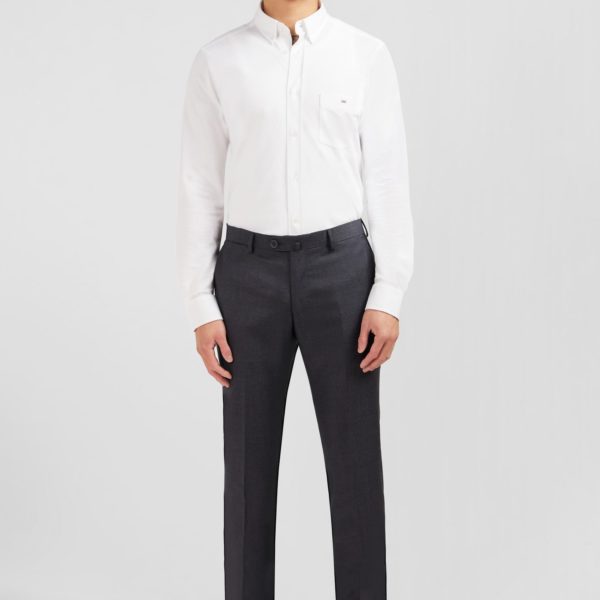 Pantalon Slim Gris En Laine À Plis Cassés Eden Park