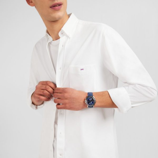 Chemise En Coton Pinpoint Blanc Eden Park