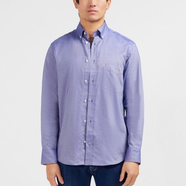 Chemise Bleu Marine Unie En Coton Eden Park