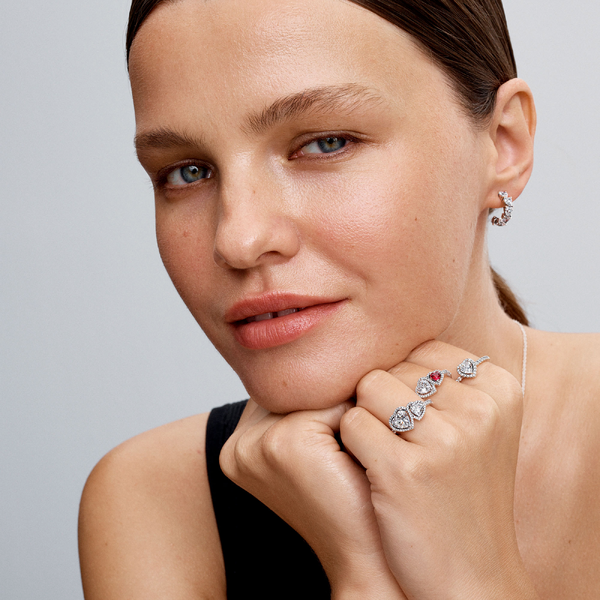Bague Cœurs Halo Scintillant - Pandora