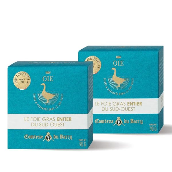 Lot de 2 Foies gras d’oie entier du Sud-Ouest 90g-Comtesse du Barry