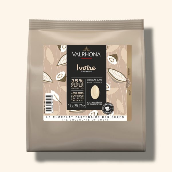 Chocolat blanc pour la pâtisserie Ivoire 35% – 1kg – VALRHONA