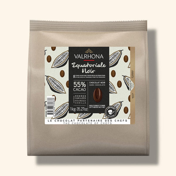 Chocolat noir pour la pâtisserie Equatoriale Noir 55% – 1kg – VALRHONA