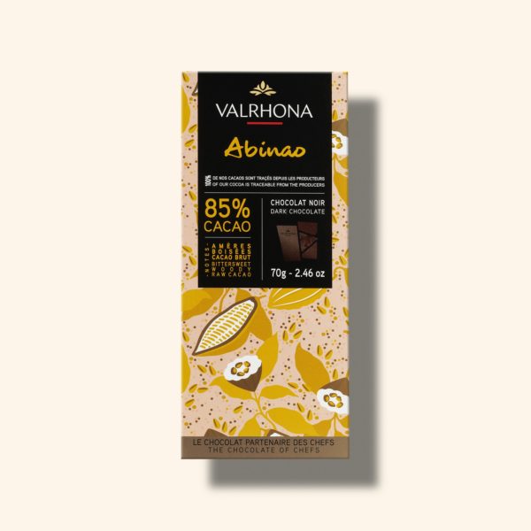 Tablette chocolat noir Abinao 85% – 70g – VALRHONA