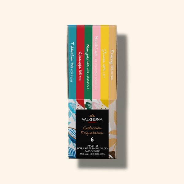 Coffret 6 tablettes de chocolat noir, lait et Dulcey – VALRHONA