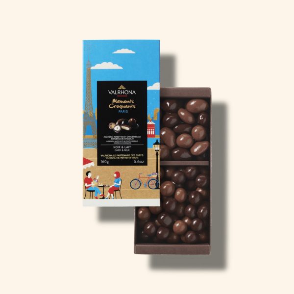 Coffret amandes, noisettes et croustibilles lait et noir – Paris – 160g – VALRHONA