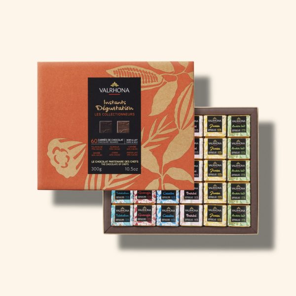 Coffret 60 carrés de chocolat noir et lait – 300g – VALRHONA
