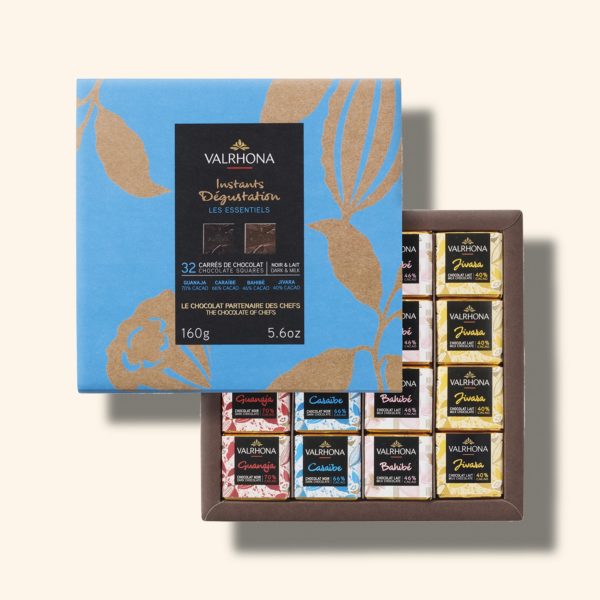 Coffret 32 carrés de chocolat noir et lait – 160g – VALRHONA