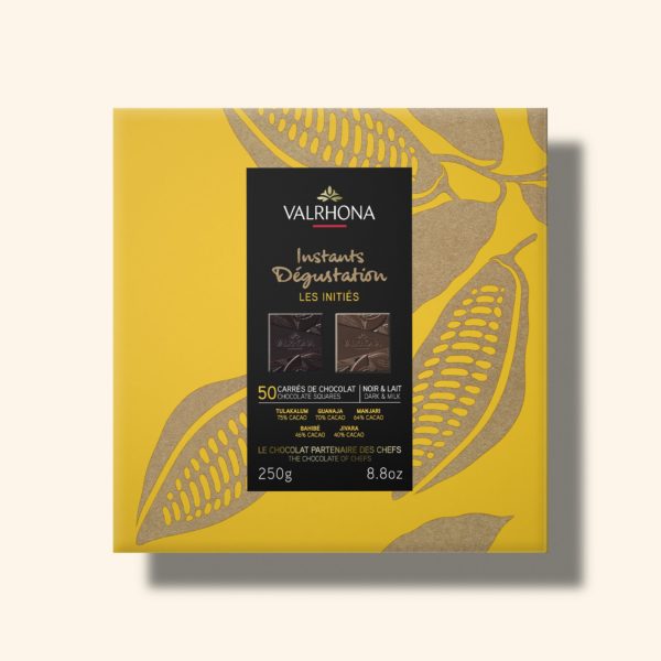 Coffret 50 carrés de chocolat noir et lait – 250g – VALRHONA