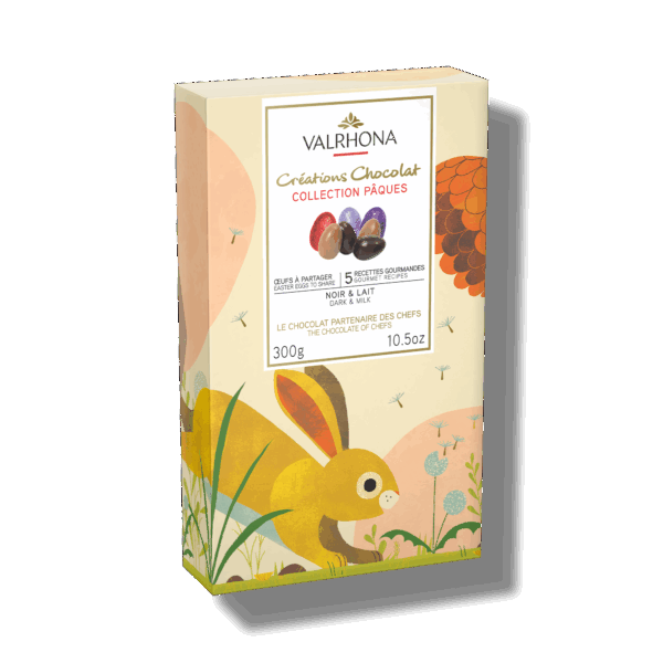 Coffret oeufs de Pâques à partager, noir et lait  – 300 g – VALRHONA