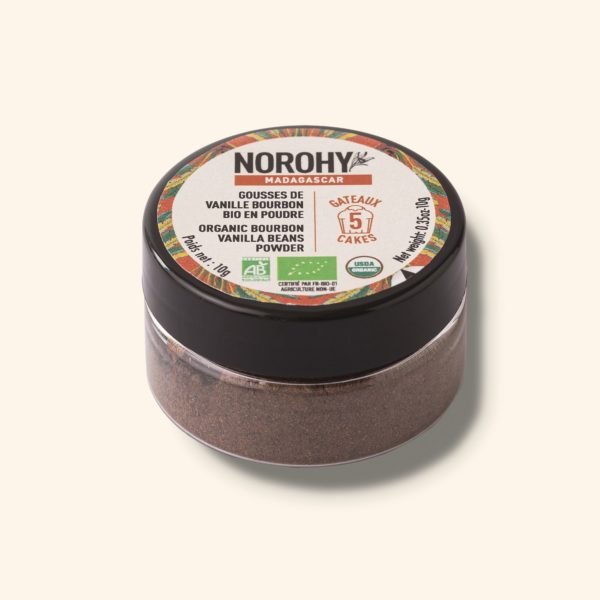Gousses de vanille Bourbon Bio en poudre de Madagascar – 10g – NOROHY