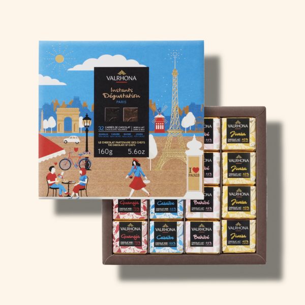 Coffret 32 carrés de chocolat lait et noir – Paris – 160g – VALRHONA
