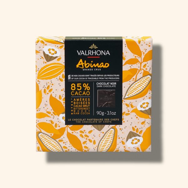 Coffret 18 carrés chocolat noir Abinao 85% – 90g – VALRHONA
