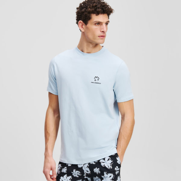 Karl Lagerfeld, T-shirt À Imprimé Floral, Homme, Bleu Clair, Taille: LXXL