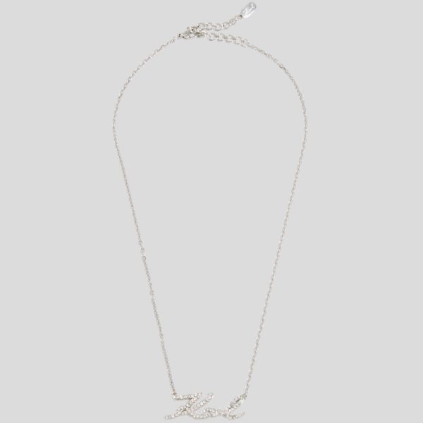 Karl Lagerfeld, Collier À Breloque Pavé Karl Signature, Femme, Argent, Taille: L00