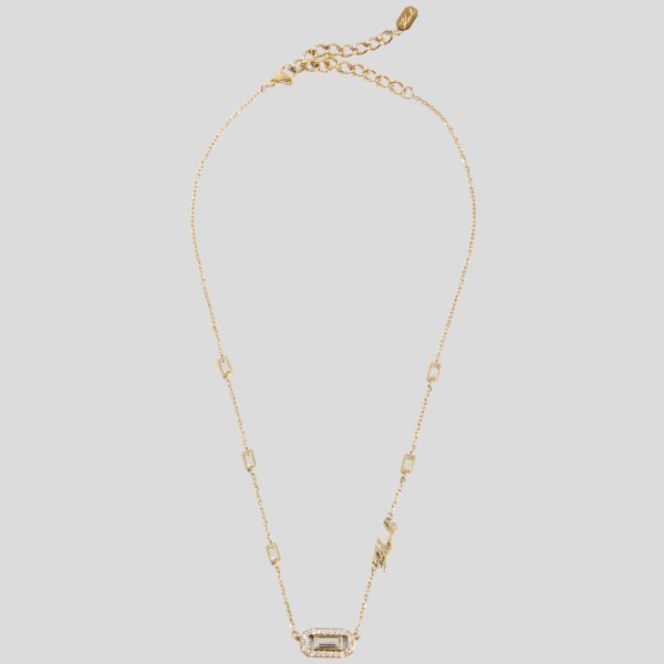 Karl Lagerfeld, Collier À Breloque En Cristal Karl Signature, Femme, Or, Taille: L00
