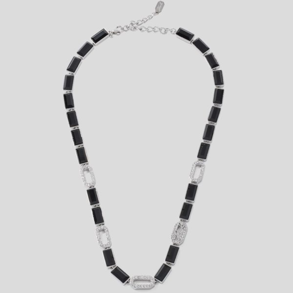 Karl Lagerfeld, Collier Chaîne Pavé Karl Signature, Femme, Argent, Taille: L00