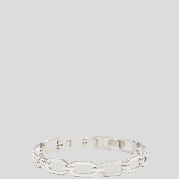 Karl Lagerfeld, Bracelet Chaîne Pavé Karl Signature, Femme, Argent, Taille: L00
