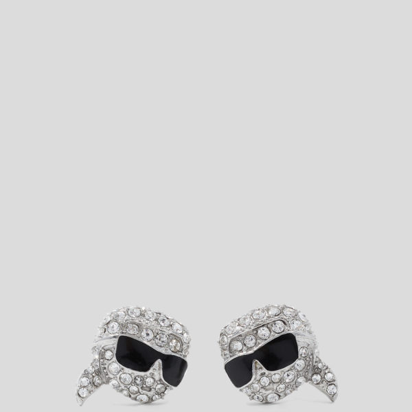 Karl Lagerfeld, Boucles D’oreilles À Breloque Pavées, Femme, Argent, Taille: L00