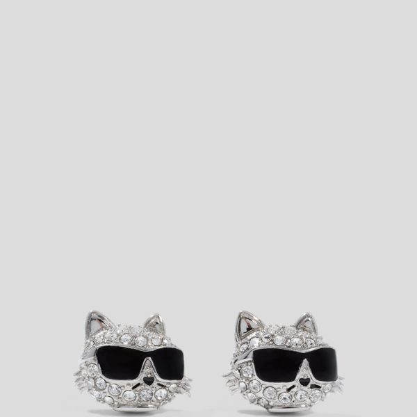Karl Lagerfeld, Boucles D’oreilles À Breloque Choupette Pavées Ikon, Femme, Argent, Taille: L00