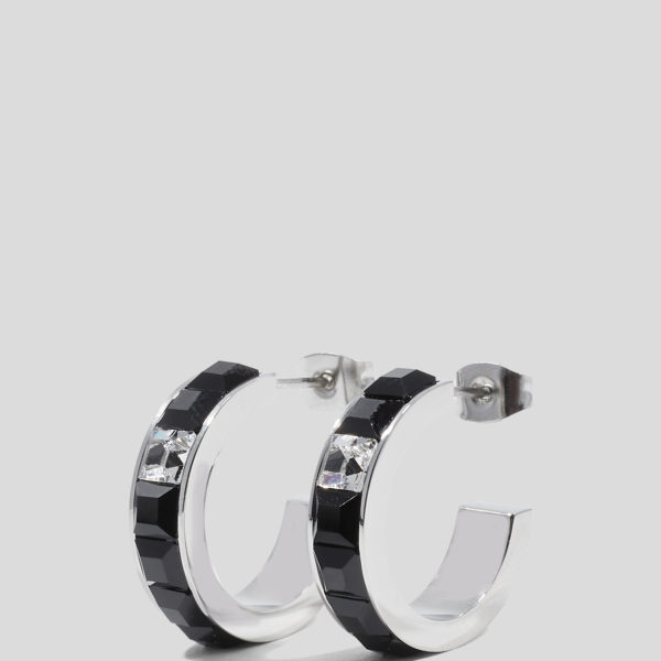 Karl Lagerfeld, Créoles En Cristaux, Femme, Argent, Taille: L00