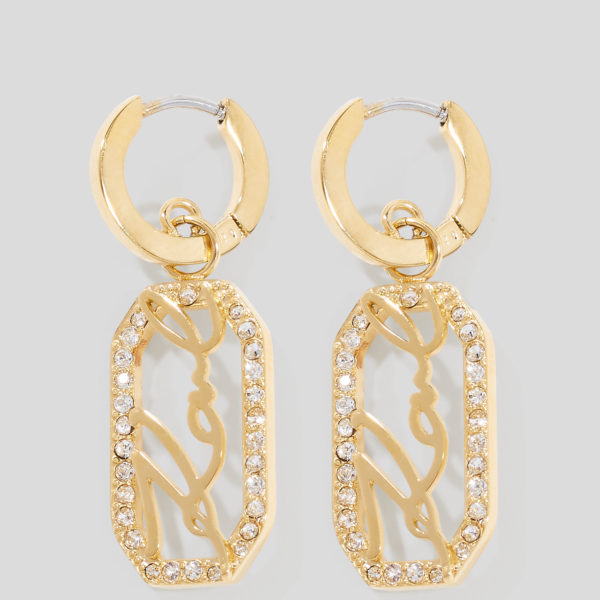 Karl Lagerfeld, Boucles D’oreilles Pendantes Karl Signature, Femme, Or, Taille: L00