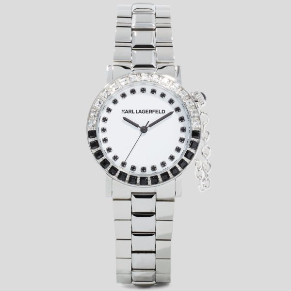 Karl Lagerfeld, Montre Ornée De Cristaux, Femme, Argent, Taille: L00