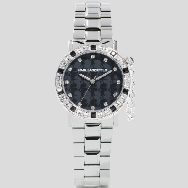 Karl Lagerfeld, Montre Ornée De Cristaux, Femme, Argent, Taille: L00