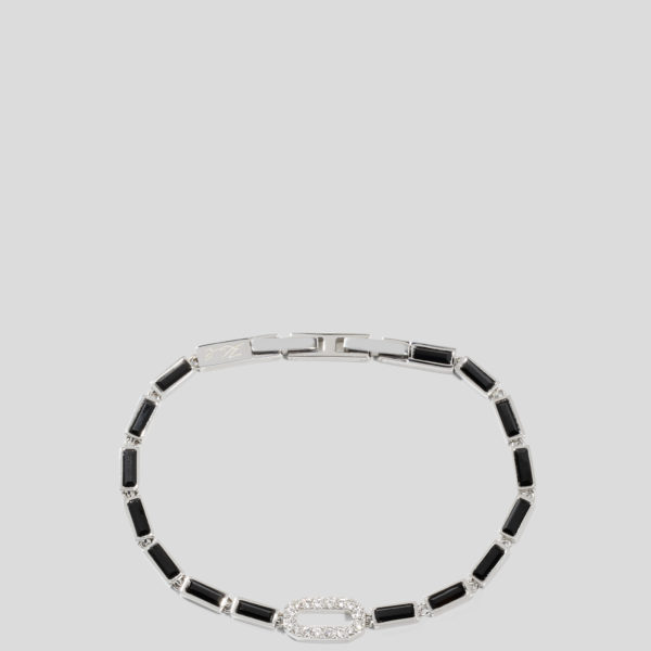 Karl Lagerfeld, Bracelet À Breloque En Forme De Cœur Pavé, Femme, Argent, Taille: L00