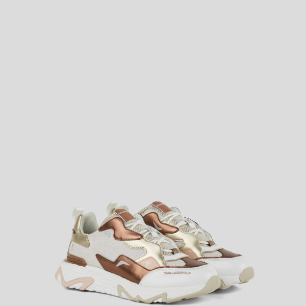 Karl Lagerfeld, Baskets En Cuir Métallisé Blaze Strike, Femme, Or Rose, Taille: L41
