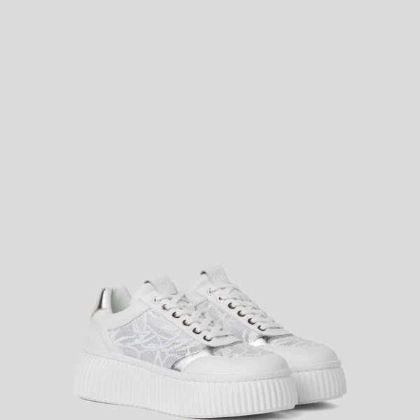 Karl Lagerfeld, Baskets Karl Signature Kreeper Orchid, Femme, Blanc, Taille: L41
